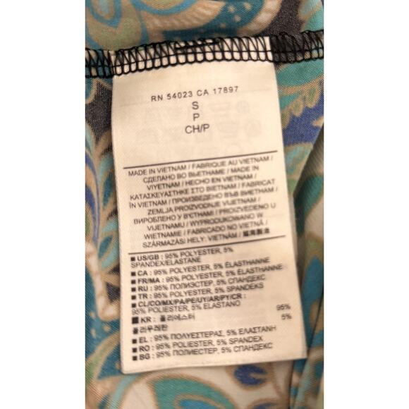 Banana Republic Women Warp Dress Size Small S Blue Green Floral 3/4 Stretch EUC - Picture 7 of 8